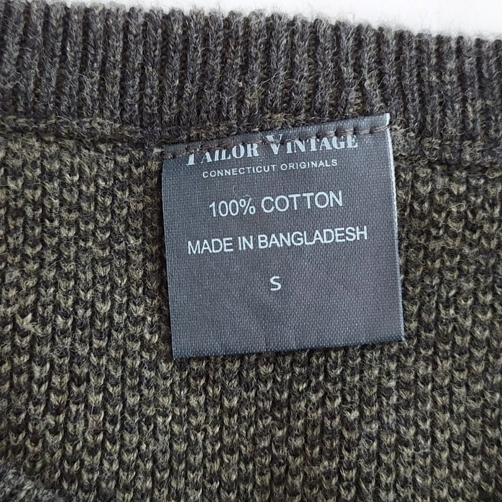 TAILOR VINTAGE pullover birdeye V-neck Sweater Sz S NEW - Picture 4 of 4